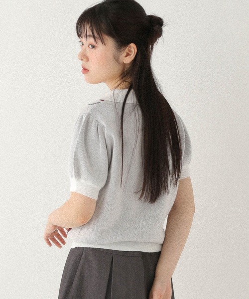 Heather(ヘザー)の「アーガイルニット(半袖) 577054(ニット/セーター・レディース・オフホワイト/グレー/ネイビー・FREE)」の8枚目の写真