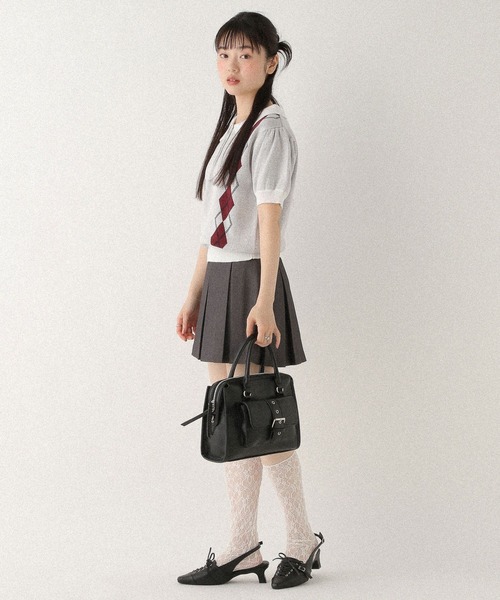 Heather(ヘザー)の「アーガイルニット(半袖) 577054(ニット/セーター・レディース・オフホワイト/グレー/ネイビー・FREE)」の5枚目の写真