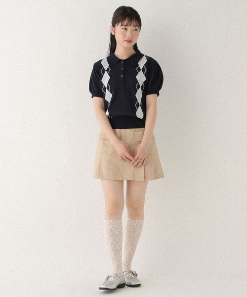 Heather(ヘザー)の「アーガイルニット(半袖) 577054(ニット/セーター・レディース・オフホワイト/グレー/ネイビー・FREE)」の22枚目の写真