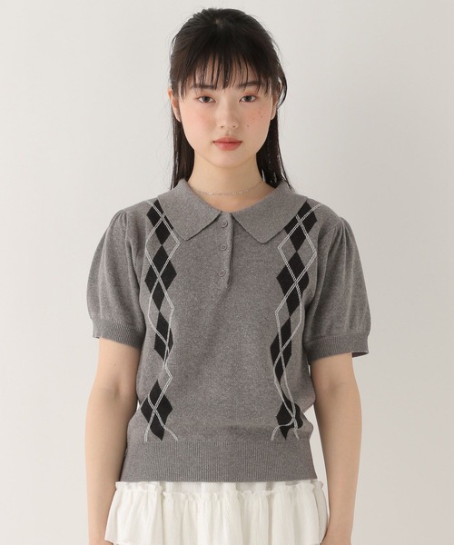 Heather(ヘザー)の「アーガイルニット(半袖) 577054(ニット/セーター・レディース・オフホワイト/グレー/ネイビー・FREE)」の15枚目の写真