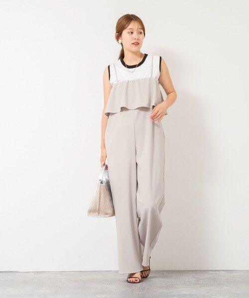 NOLLEY’S Sophi（ノーリーズソフィ）の「ウォッシャブルトリコットサロペット（サロペット/オーバーオール・レディース・グレイッシュベージュ/ブラック・38）」の6枚目の写真