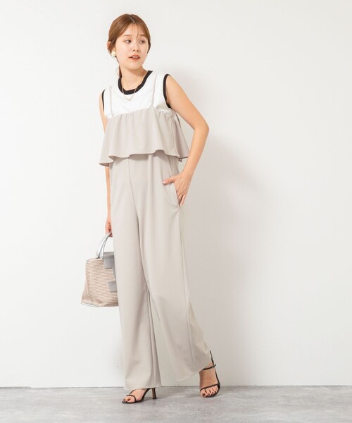 NOLLEY’S Sophi（ノーリーズソフィ）の「ウォッシャブルトリコットサロペット（サロペット/オーバーオール・レディース・グレイッシュベージュ/ブラック・38）」の7枚目の写真