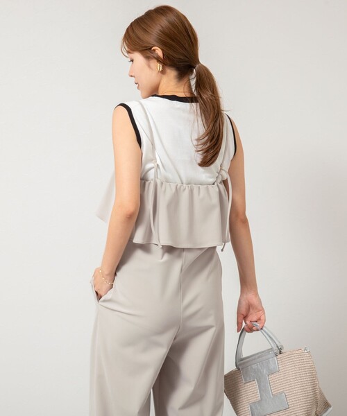 NOLLEY’S Sophi（ノーリーズソフィ）の「ウォッシャブルトリコットサロペット（サロペット/オーバーオール・レディース・グレイッシュベージュ/ブラック・38）」の9枚目の写真