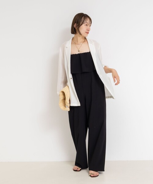 NOLLEY’S Sophi（ノーリーズソフィ）の「ウォッシャブルトリコットサロペット（サロペット/オーバーオール・レディース・グレイッシュベージュ/ブラック・38）」の14枚目の写真