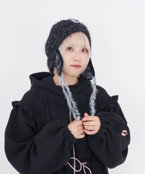 L.H.P(エルエイチピー)の「neuron/ニュウロン/きらきらニット(ニットキャップ/ビーニー・レディース・ホワイト/ブラック・F)」の8枚目の写真