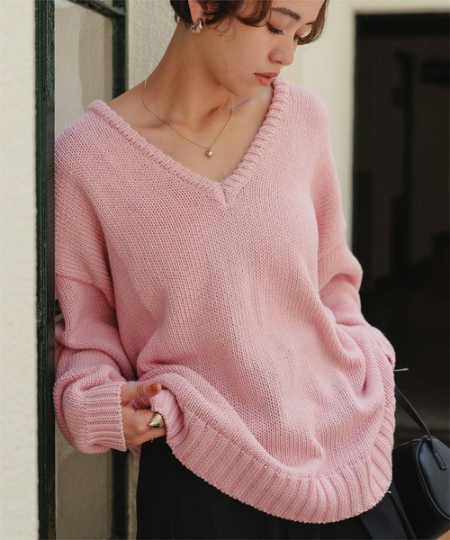 セール】ルーズ深Vネックニットプルオーバー（ニット/セーター