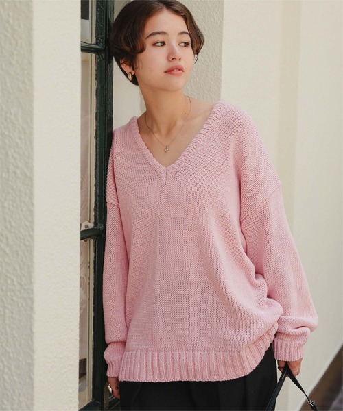 セール】ルーズ深Vネックニットプルオーバー（ニット/セーター