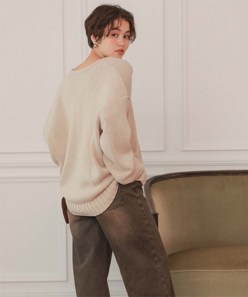 ルーズ深Vネックニットプルオーバー（ニット/セーター）｜titivate