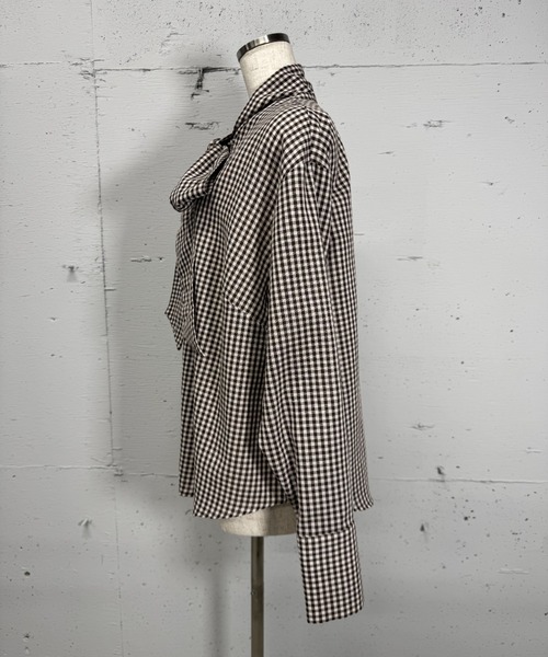 PROVOKE （プロヴォーク）の「GINGHAMCHECK BOWTIE BLOUSE（シャツ/ブラウス・レディース・ブラウン/ブラック・FREE）」の6枚目の写真
