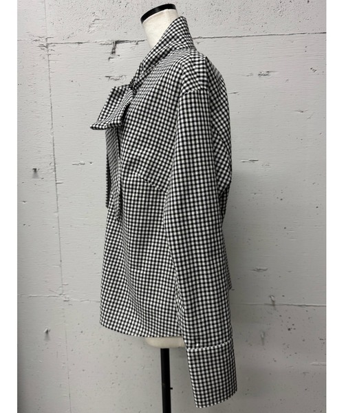 PROVOKE （プロヴォーク）の「GINGHAMCHECK BOWTIE BLOUSE（シャツ/ブラウス・レディース・ブラウン/ブラック・FREE）」の4枚目の写真
