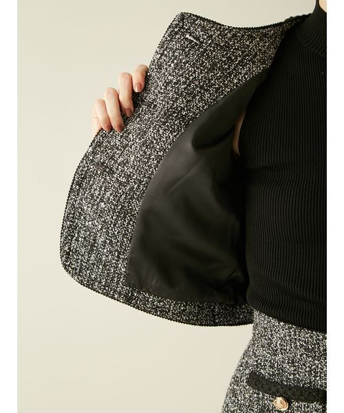 ツイードショートジャケット（ノーカラージャケット）｜LILY