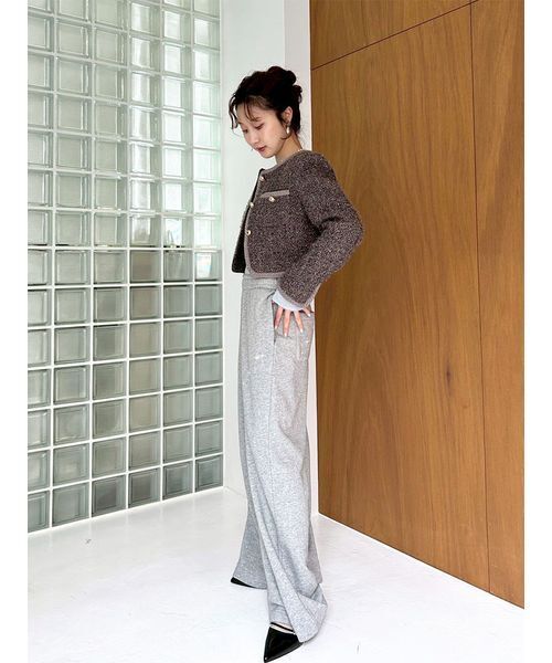 M　LILY BROWN　ツイードショートジャケット ツイードショートジャケット（ノーカラージャケット）｜LILY