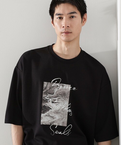THE SHOP TK （ザ ショップ ティーケー ）の「◆クールポンチプリントビッグTシャツ（Tシャツ/カットソー・メンズ・オフホワイト/ホワイト系8/ブラック系5/ブラック・04/03/02）」の2枚目の写真