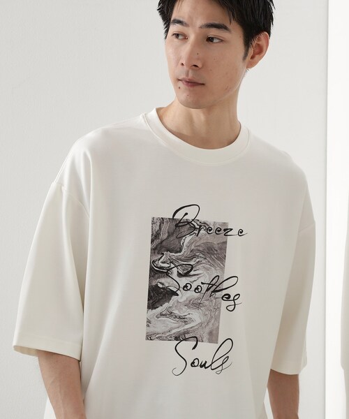 THE SHOP TK （ザ ショップ ティーケー ）の「◆クールポンチプリントビッグTシャツ（Tシャツ/カットソー・メンズ・オフホワイト/ホワイト系8/ブラック系5/ブラック・04/03/02）」の4枚目の写真