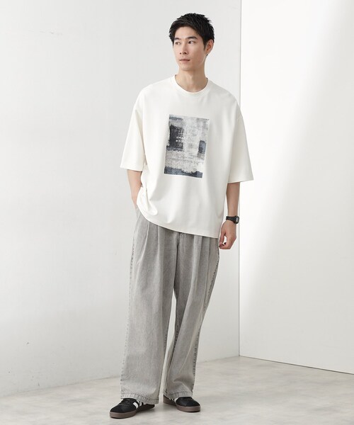 THE SHOP TK （ザ ショップ ティーケー ）の「◆クールポンチプリントビッグTシャツ（Tシャツ/カットソー・メンズ・オフホワイト/ホワイト系8/ブラック系5/ブラック・04/03/02）」の7枚目の写真