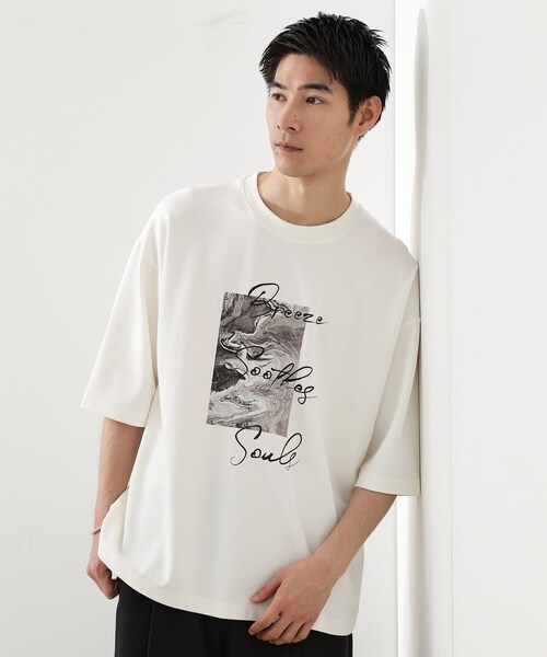 THE SHOP TK （ザ ショップ ティーケー ）の「◆クールポンチプリントビッグTシャツ（Tシャツ/カットソー・メンズ・オフホワイト/ホワイト系8/ブラック系5/ブラック・04/03/02）」の20枚目の写真