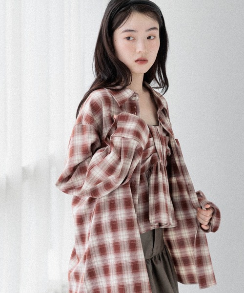 ブラウス シャツ オンブレチェックシャツ　581148 レディース オンブレチェックシャツ 581148（シャツ/ブラウス）｜Heather