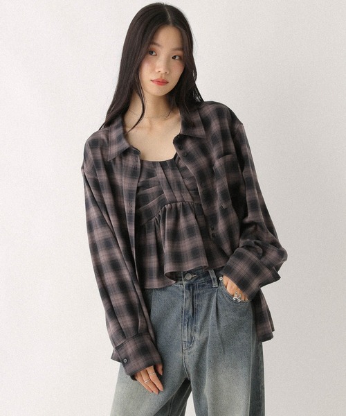 Heather（ヘザー）の「オンブレチェックシャツ　581148（シャツ/ブラウス・レディース・レッド系その他/グレー系その他/ブラック系その他・FREE）」の4枚目の写真