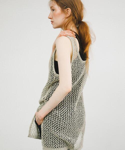 LAATO（ラート）の「tulle mesh knit tank（ニット/セーター・レディース・ブラック/ライトグレー・FREE）」の3枚目の写真