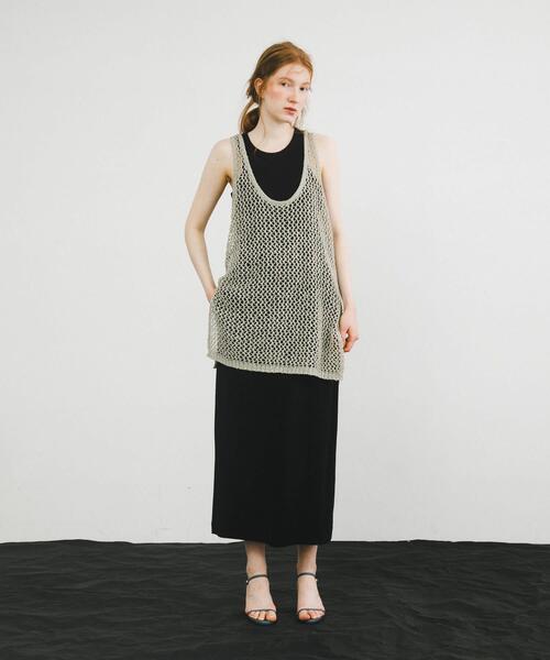 LAATO（ラート）の「tulle mesh knit tank（ニット/セーター・レディース・ブラック/ライトグレー・FREE）」の5枚目の写真