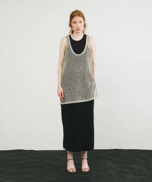 LAATO（ラート）の「tulle mesh knit tank（ニット/セーター・レディース・ブラック/ライトグレー・FREE）」の7枚目の写真
