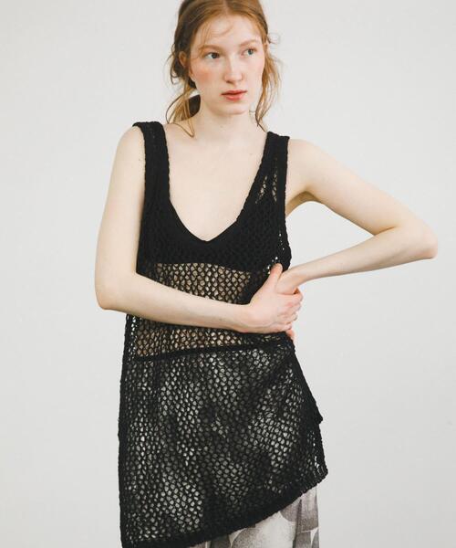 LAATO（ラート）の「tulle mesh knit tank（ニット/セーター・レディース・ブラック/ライトグレー・FREE）」の19枚目の写真