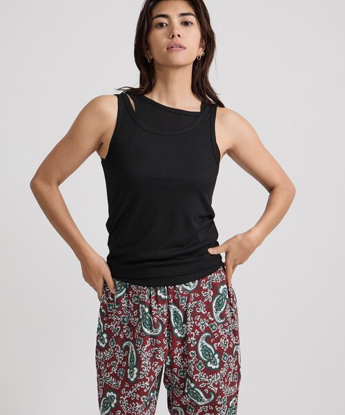 Saturdays NYC(サタデーズ ニューヨークシティ )の「Lara Double Tank Top(Tシャツ/カットソー・レディース・ブラック/ホワイト・L/S/M)」の3枚目の写真