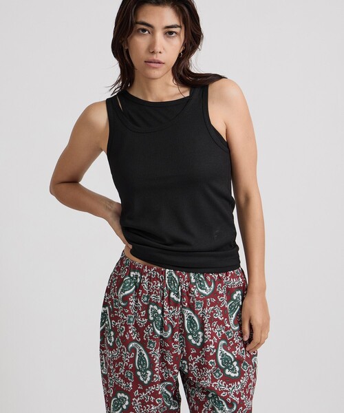 Saturdays NYC(サタデーズ ニューヨークシティ )の「Lara Double Tank Top(Tシャツ/カットソー・レディース・ブラック/ホワイト・L/S/M)」の4枚目の写真