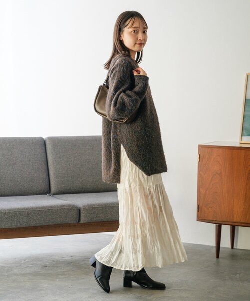 セール】【WEB先行/前後2WAY】メランジVあきニットプルオーバー