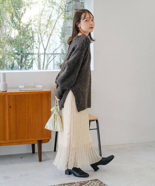 ★TV衣装★　Kastane　メランジVあきニットプルオーバー　青 セール】【WEB先行/前後2WAY】メランジVあきニットプルオーバー