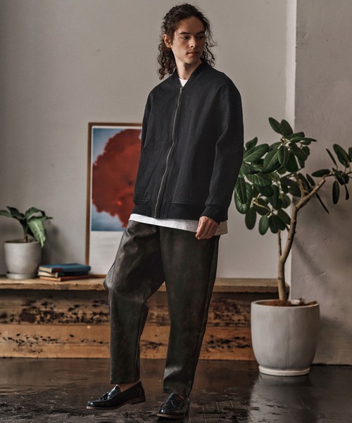 mj10958-ストレッチデニムリブブルゾン(CMB-R0174)（デニムジャケット