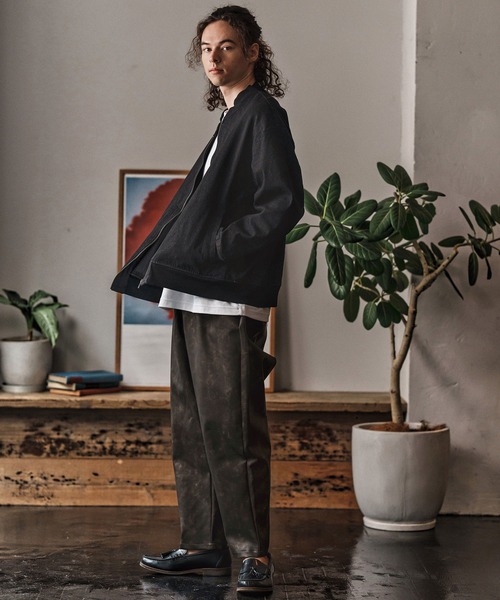 mj10958-ストレッチデニムリブブルゾン(CMB-R0174)（デニムジャケット