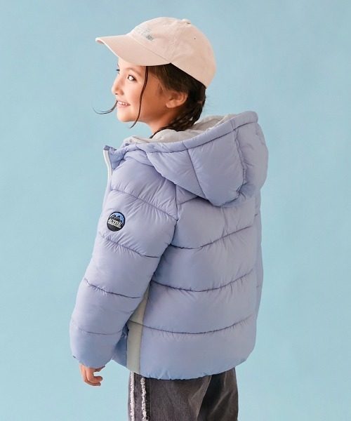 devirock（デビロック）の「洗える ファイバーダウン えらべるフード&デザイン 中綿ジャケット（ダウンジャケット/コート・キッズ・グリーン系1/ブラック系2/ブルー系2/ベージュ系1/グリーン系3/ブラック系4/ブルー系4/ブルー系1/ピンク系1/グリーン系4/ピンク系2/ブラック系1/グリーン系2/ブラック系3/ブルー系3・90cm/100cm/110cm/120cm/130cm/140cm/150cm/160cm）」の10枚目の写真