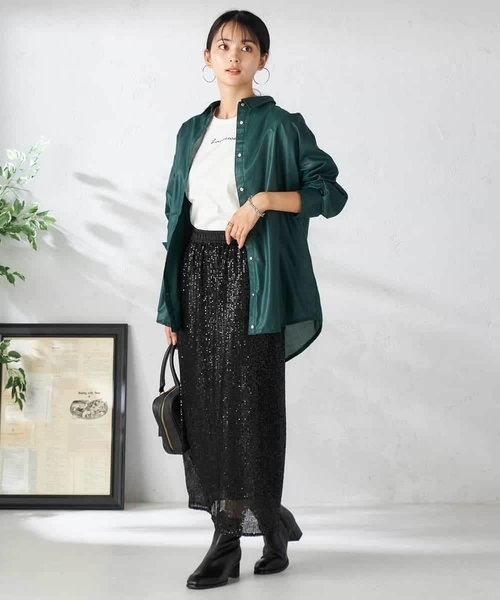 a.v.v(アーヴェヴェ)の「ドロストセミシアーシャツ(シャツ/ブラウス・レディース・チャコールグレー/ベージュ/ブラウン/グリーン・36/38/40)」の6枚目の写真