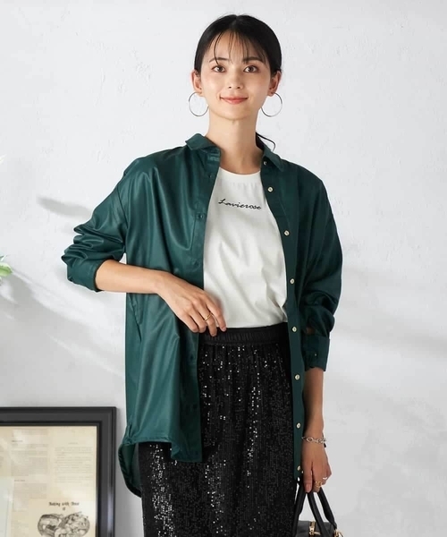 a.v.v(アーヴェヴェ)の「ドロストセミシアーシャツ(シャツ/ブラウス・レディース・チャコールグレー/ベージュ/ブラウン/グリーン・36/38/40)」の4枚目の写真