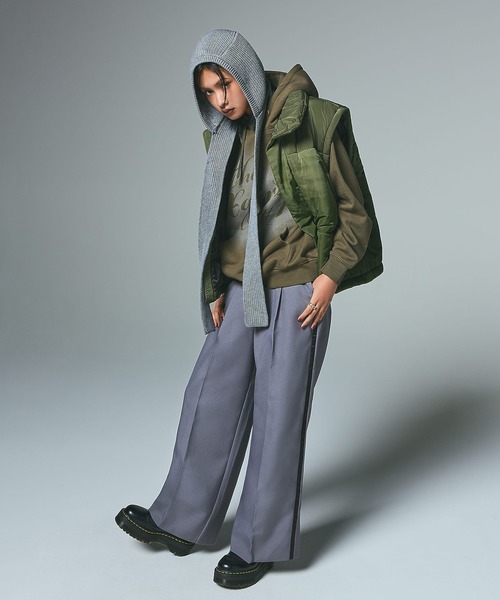 X-girl（エックスガール）の「FADED 2WAY PADDED JACKET（ナイロンジャケット・レディース・ブラック/オリーブ・S/M）」の8枚目の写真