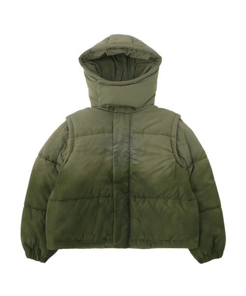 X-girl（エックスガール）の「FADED 2WAY PADDED JACKET（ナイロンジャケット・レディース・ブラック/オリーブ・S/M）」の9枚目の写真