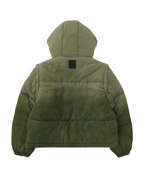 X-girl（エックスガール）の「FADED 2WAY PADDED JACKET（ナイロンジャケット・レディース・ブラック/オリーブ・S/M）」の10枚目の写真