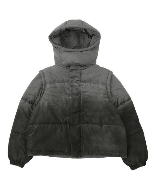 X-girl（エックスガール）の「FADED 2WAY PADDED JACKET（ナイロンジャケット・レディース・ブラック/オリーブ・S/M）」の11枚目の写真