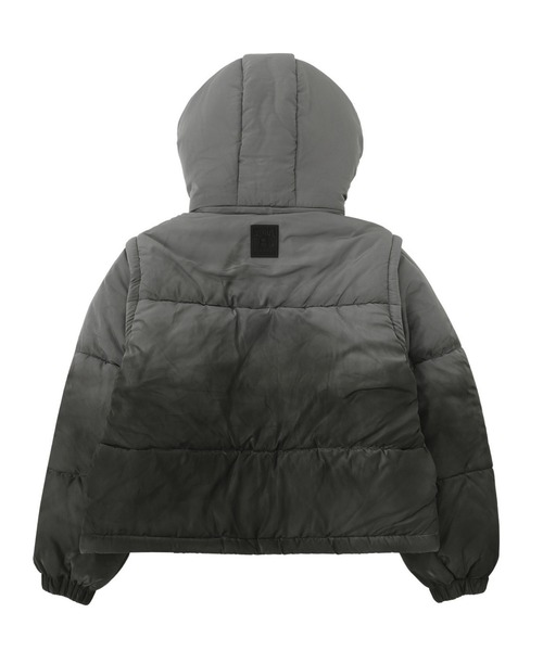 X-girl（エックスガール）の「FADED 2WAY PADDED JACKET（ナイロンジャケット・レディース・ブラック/オリーブ・S/M）」の12枚目の写真