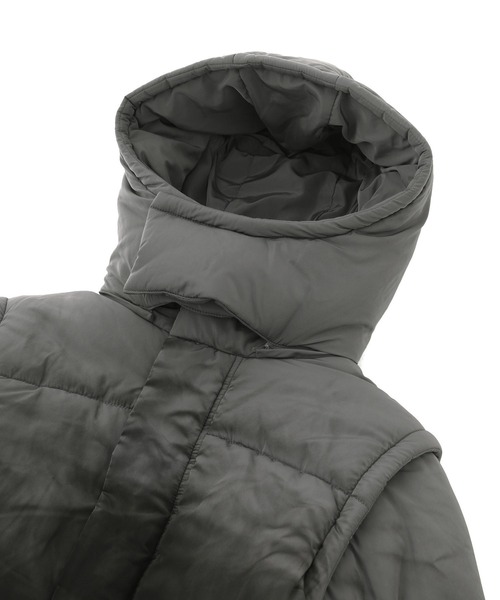 X-girl（エックスガール）の「FADED 2WAY PADDED JACKET（ナイロンジャケット・レディース・ブラック/オリーブ・S/M）」の15枚目の写真