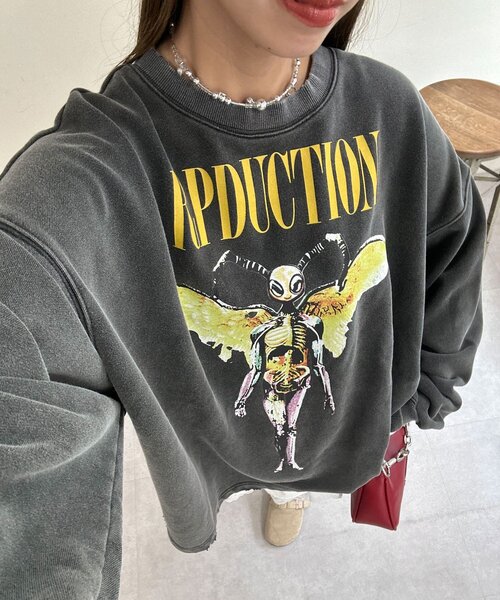 RePRODUCTION LABEL(リプロダクションレーベル)の「【RePRODUCTION LABEL / リプロダクションレーベル】スーパーBIGロゴスウェット(Tシャツ/カットソー・レディース・チャコールグレー/オレンジ/ネイビー/パープル・FREE)」の2枚目の写真