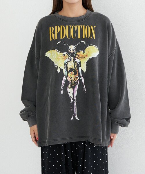 RePRODUCTION LABEL(リプロダクションレーベル)の「【RePRODUCTION LABEL / リプロダクションレーベル】スーパーBIGロゴスウェット(Tシャツ/カットソー・レディース・チャコールグレー/オレンジ/ネイビー/パープル・FREE)」の22枚目の写真