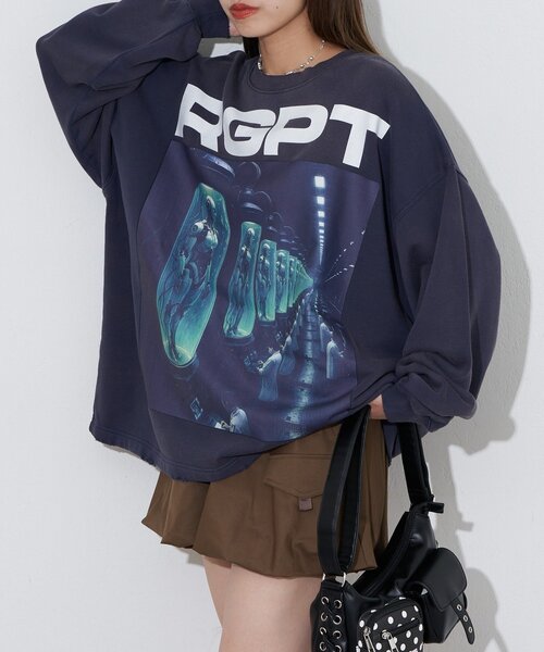 RePRODUCTION LABEL(リプロダクションレーベル)の「【RePRODUCTION LABEL / リプロダクションレーベル】スーパーBIGロゴスウェット(Tシャツ/カットソー・レディース・チャコールグレー/オレンジ/ネイビー/パープル・FREE)」の21枚目の写真