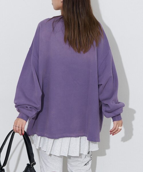 RePRODUCTION LABEL(リプロダクションレーベル)の「【RePRODUCTION LABEL / リプロダクションレーベル】スーパーBIGロゴスウェット(Tシャツ/カットソー・レディース・チャコールグレー/オレンジ/ネイビー/パープル・FREE)」の10枚目の写真