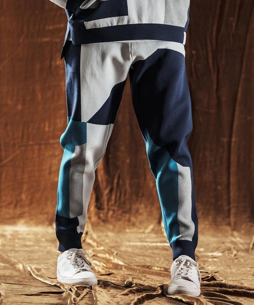 ANGENEHM（アンゲネーム）の「mp13980-Jacquard Block Color Pants -Airy Yarn Sweater- ニットパンツ(AG05-016acf)（その他パンツ・メンズ・ブラック/ライトグレー/ネイビー・L/M/S）」の6枚目の写真