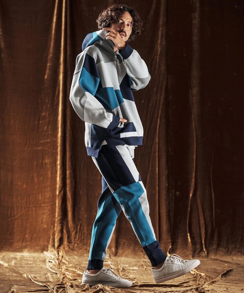 ANGENEHM（アンゲネーム）の「mp13980-Jacquard Block Color Pants -Airy Yarn Sweater- ニットパンツ(AG05-016acf)（その他パンツ・メンズ・ブラック/ライトグレー/ネイビー・L/M/S）」の7枚目の写真