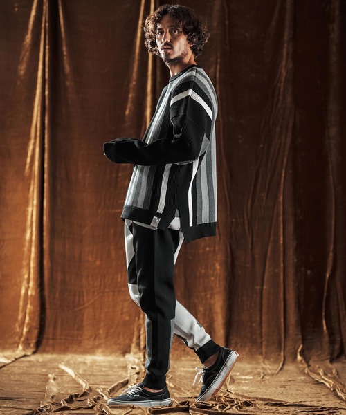 ANGENEHM（アンゲネーム）の「mp13980-Jacquard Block Color Pants -Airy Yarn Sweater- ニットパンツ(AG05-016acf)（その他パンツ・メンズ・ブラック/ライトグレー/ネイビー・L/M/S）」の18枚目の写真