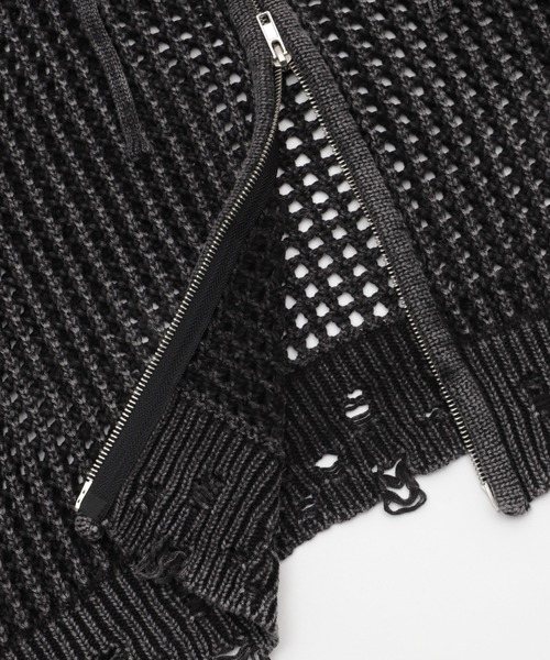 Figments(フィグメンツ)の「ブロックメッシュニットZIPパーカー(パーカー・レディース・ブラック・FREE)」の2枚目の写真
