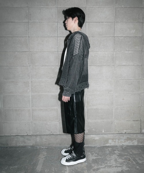 Figments(フィグメンツ)の「ブロックメッシュニットZIPパーカー(パーカー・レディース・ブラック・FREE)」の13枚目の写真